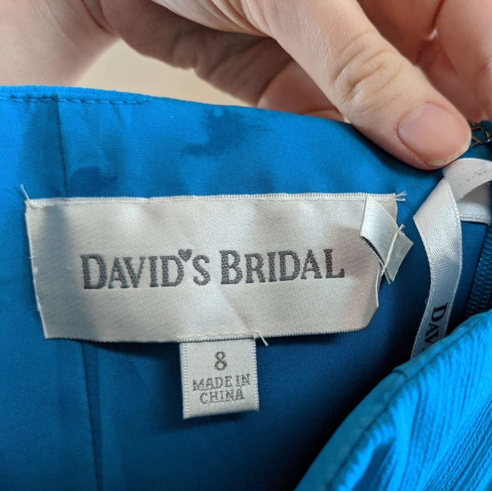 David's Bridal Sz 8 Pacific Short Crinkle Chiffon - Picture 7 of 8